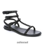 לשחק סנדל שטוח משובץ גוונים נשים 80RTXL57 ASH סנדלים שָׁחוֹר