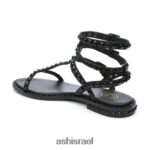 ⁦לשחק סנדל שטוח משובץ גוונים נשים 80RTXL57 ASH סנדלים שָׁחוֹר⁩ – תמונה ⁦5⁩