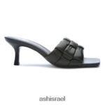 ⁦סנדל עקב חתלתול ארוג קים נשים 80RTXL83 ASH סנדלים שָׁחוֹר⁩ – תמונה ⁦4⁩