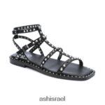 סנדל שטוח עם אצבע מרובעת משובצת maeva נשים 80RTXL72 ASH סנדלים שָׁחוֹר
