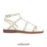 ⁦סנדל שטוח עם אצבע מרובעת משובצת maeva נשים 80RTXL73 ASH סנדלים טהור⁩ – תמונה ⁦4⁩