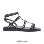 ⁦סנדל שטוח עם אצבע מרובעת משובצת maeva נשים 80RTXL72 ASH סנדלים שָׁחוֹר⁩ – תמונה ⁦4⁩